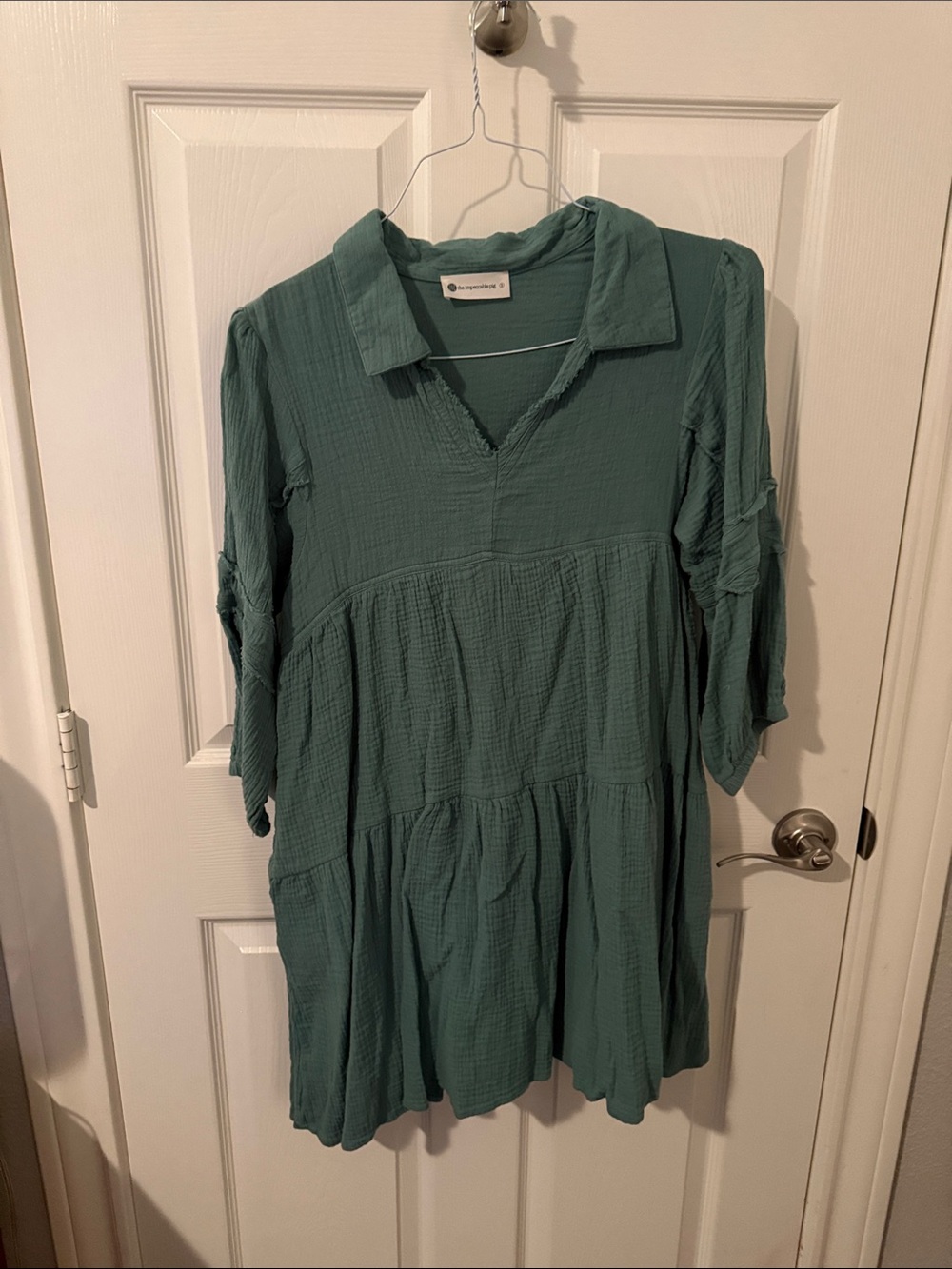 The Impeccable Pig Seafoam Green Gauze V-Neck Tunic